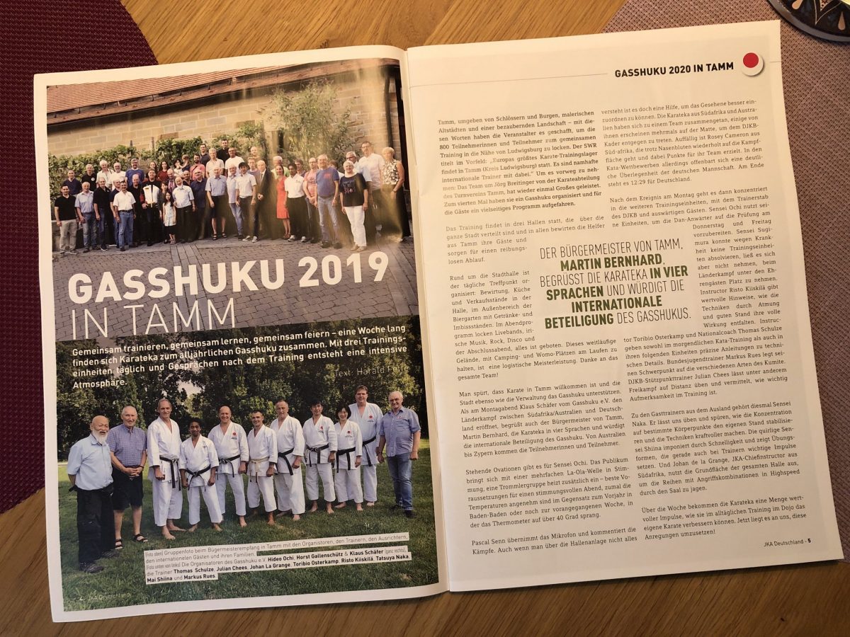 Bericht über das Gasshuku 2019 in Tamm im DJKB Heft 3/2019