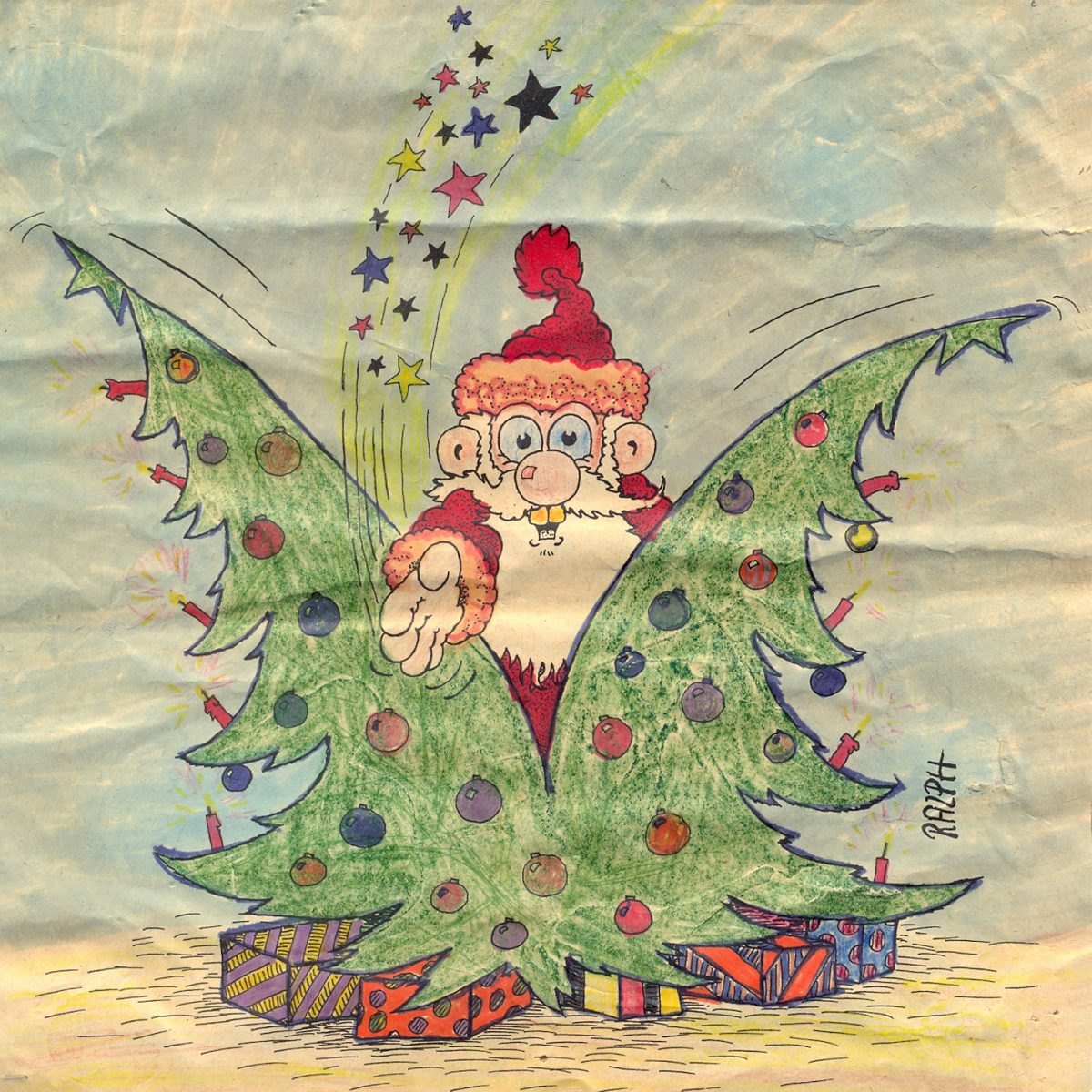 Nikolaus spaltet Weihnachtsbaum